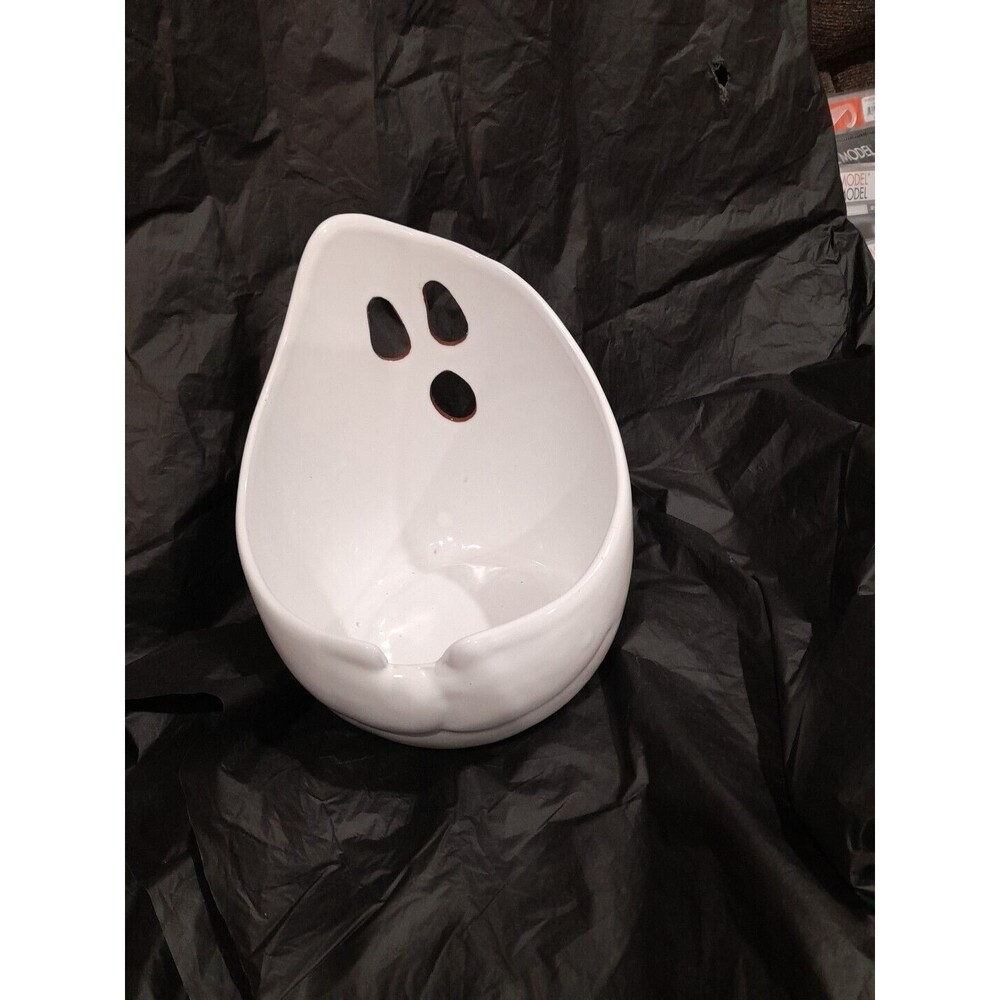 Ceramic Halloween Bowl Ghost, OOAK, Redware